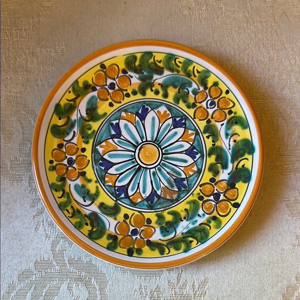 Maurizio Dell’Aquila Sicilian ceramic pottery plate, signed